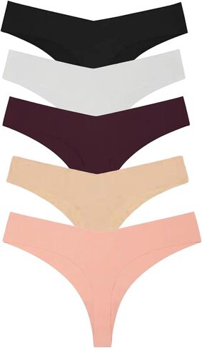 5-Pack Spandex Thongs for Women - Low Rise, No Show Seamless Women's Underwear in Saudi Arabia