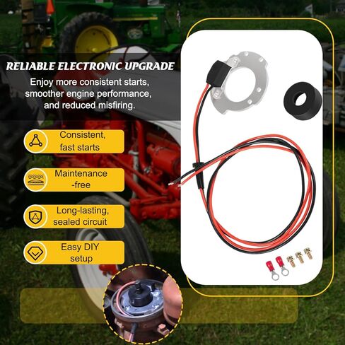 استبدال مجموعة تحويل الإشعال الإلكتروني 1244A لجرارات Ford ذات 4 أسطوانات لسلسلة Jubilee 500 600 700 800، أرض سلبية 12 فولت، موزع تثبيت جانبي، يشير إلى المشعل الإلكتروني in Kuwait