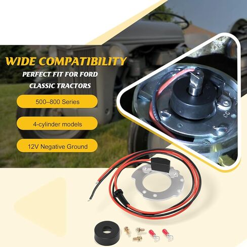 استبدال مجموعة تحويل الإشعال الإلكتروني 1244A لجرارات Ford ذات 4 أسطوانات لسلسلة Jubilee 500 600 700 800، أرض سلبية 12 فولت، موزع تثبيت جانبي، يشير إلى المشعل الإلكتروني in Kuwait