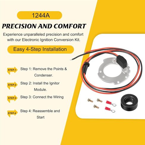 استبدال مجموعة تحويل الإشعال الإلكتروني 1244A لجرارات Ford ذات 4 أسطوانات لسلسلة Jubilee 500 600 700 800، أرض سلبية 12 فولت، موزع تثبيت جانبي، يشير إلى المشعل الإلكتروني in Kuwait