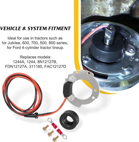 استبدال مجموعة تحويل الإشعال الإلكتروني 1244A لجرارات Ford ذات 4 أسطوانات لسلسلة Jubilee 500 600 700 800، أرض سلبية 12 فولت، موزع تثبيت جانبي، يشير إلى المشعل الإلكتروني in Kuwait