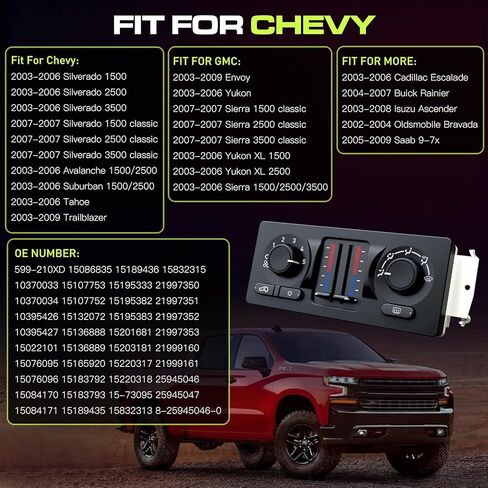 599-210XD Climate Control Module AC Heater HVAC Panel, Direct Swap for 2003-2007 Chevy Silverado, GMC Sierra 1500 2500 3500, Tahoe, Yukon, Suburban, Avalanche, Trailblazer, Envoy, Cadillac in Kuwait