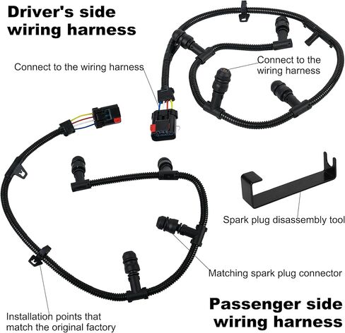 Glow Plug Harness Kit Compatible with Powerstroke 6.0L Glow Plug Harness Ford F250 F350 F450 Super Duty 2004-2010, Replace OEM 5C3Z-12A690-A & 4C2Z-12A690-AB in Kuwait