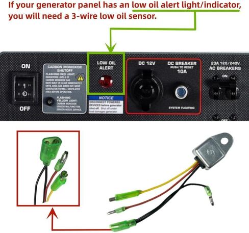 3-Wire Low Oil Alert Sensor with 4-Plug Replacement for Predator Gas Generators – Fits Surge 4000W (212cc), 4375W (212cc), 6500W (301cc/420cc), 8750W (420cc), 9000W (420cc) Not for Inverter Models in Kuwait