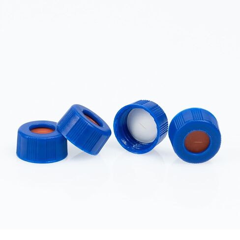 200PCS 9mm HPLC 2ml Autosampler Vial Caps Blue 9-425 Ribbed Screw Caps with Red PTFE&White Silicone Septa in Saudi Arabia