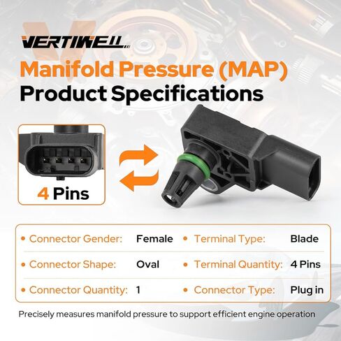 Manifold Absolute Pressure MAP Sensor Compatible with Ford Lincoln Explorer Ranger Edge Bronco Sport Escape Maverick Corsair Nautilus 2.3L 5.2L V8 L4 2019-2024 Replaces AS703 K2GZ9F479A in Kuwait