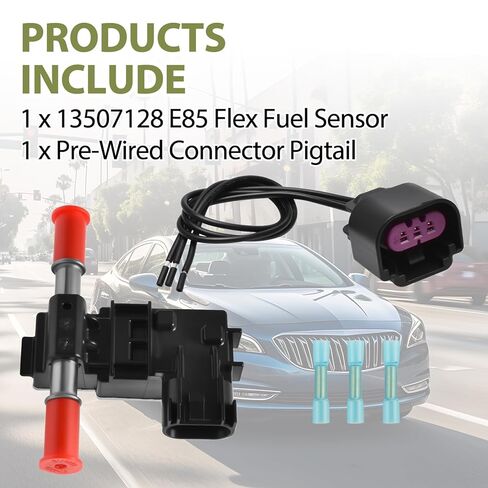 13507128 E85 Flex Fuel Sensor with Connector Wiring Harness Pigtail Compatible with GM Series Replaces 13577394 in Kuwait
