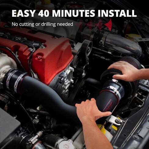 EVIL ENERGY Cold Air Intake Compatible for 2014-2018 Chevy Silverado 1500/GMC Sierra 1500 5.3L/6.2L, No Cutting or Drilling Needed, Includes Heat Shield & Pre-Filter, Black in Kuwait