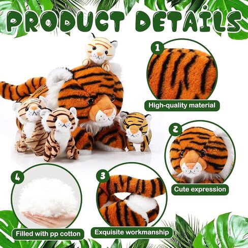5 Pieces Tiger Stuffed Animals Plush Toys, Stuffed Mommy Tiger with 4 Cute Plush Babies Large Tiger Plush Set for Boys Girls Birthday Gifts Party Favors, 16 Inch (Cute) in Saudi Arabia