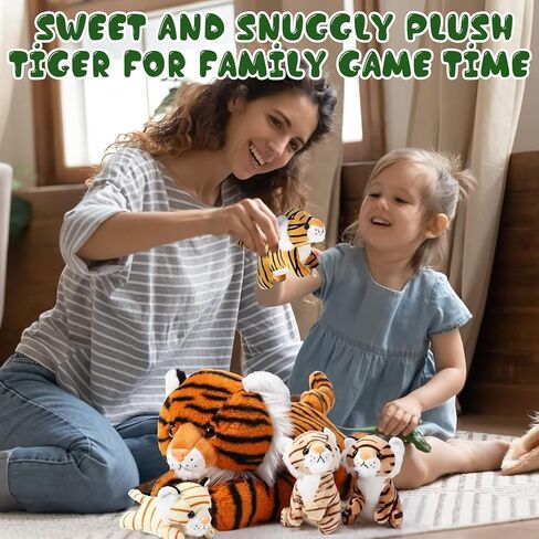 5 Pieces Tiger Stuffed Animals Plush Toys, Stuffed Mommy Tiger with 4 Cute Plush Babies Large Tiger Plush Set for Boys Girls Birthday Gifts Party Favors, 16 Inch (Cute) in Saudi Arabia