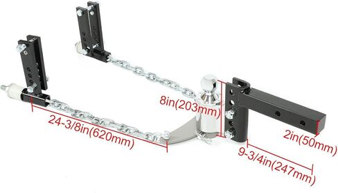Powder Coated & Chrome Weight Distribution Hitch for F150 01-23,for Silverado 1500/2500HD 01-23,for RAV4 01-23,for Corolla 01-23,for Tacoma 01-23 2-5/16" Ball 4" Drop & Rise Steel Rear in Kuwait