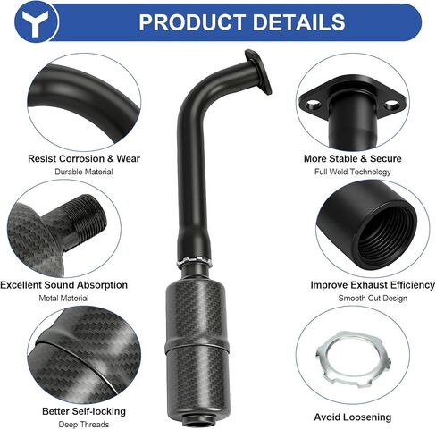 YOXUFA Performance 212 Exhaust Header Pipe Muffler Silencer Kit Compatible with Predator 212 224 196cc Engine Coleman Mini Bike CT200U-EX CT200U BT200X KT196 Baja Warrior MB200 Axis M200 Go Kart Parts in Kuwait