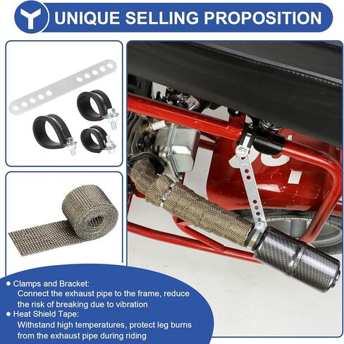 YOXUFA Performance 212 Exhaust Header Pipe Muffler Silencer Kit Compatible with Predator 212 224 196cc Engine Coleman Mini Bike CT200U-EX CT200U BT200X KT196 Baja Warrior MB200 Axis M200 Go Kart Parts in Kuwait