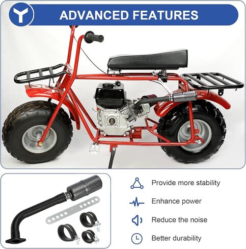 YOXUFA Performance 212 Exhaust Header Pipe Muffler Silencer Kit Compatible with Predator 212 224 196cc Engine Coleman Mini Bike CT200U-EX CT200U BT200X KT196 Baja Warrior MB200 Axis M200 Go Kart Parts in Kuwait