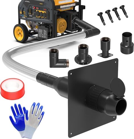 LCGP Generator Exhaust Extension Silencer Kit with Upgraded 304 Stainless Steel Flex Pipe Hose and Muffler Reduce Noise by 50% Three Adapters&Mounting Plate Universally Fit for All Portable Generators in Kuwait
