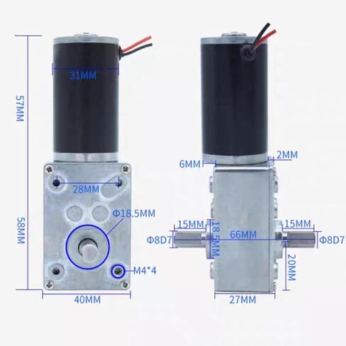 محرك تروس دودي 31ZY-5840 DC، علبة تروس كهربائية بعمود مزدوج، مخفض قفل ذاتي عزم الدوران العالي، فضي، محرك فرشاة مغناطيسي دائم (محرك 12 دورة في الدقيقة 12 فولت) in Kuwait