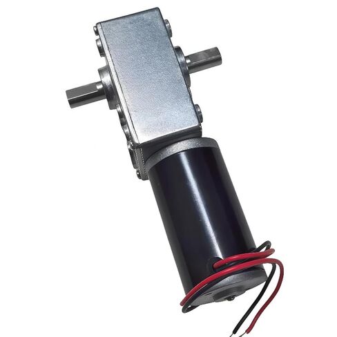 31ZY-5840 DC Worm Gear Motor, Double Shaft Electric Gearbox, High Torque Self-Locking Reducer, Silver, Permanent Magnet Brush Motor (470rpm 12V Motor x Bracket) in Kuwait
