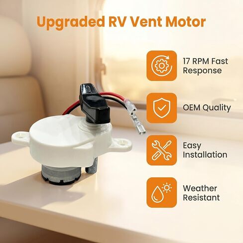 K6010-81 RV Fan Vent Lift Motor 17 RPM 12V DC, Fit for Dometic Fan-Tastic B Series 807350 803350, Replaces K6050-81 K6050-80 & Autotrol 200-0535A, Black Cap in Kuwait