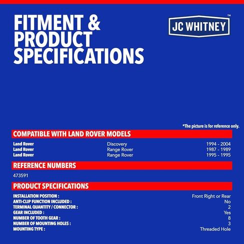 محرك منظم نوافذ الطاقة الأمامي الأيمن أو الخلفي JC Whitney JFBAJCWWM00049 - متوافق مع Land Rover Discovery 1994-2004، Range Rover 1987-1989&1995 in Kuwait