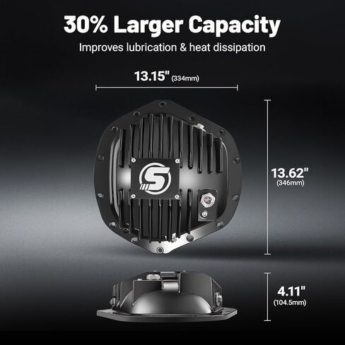غطاء تفاضلي خلفي، متوافق مع AAM 11.5" 14-Bolt 2001-2019 Chevy/GMC، 2003-2018 RAM، Dodge Ram، مع زعانف تبريد وحشية مانعة للتسرب لأداء موثوق in Kuwait