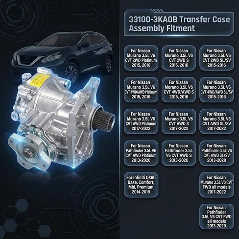 Upgraded Transfer Case Assembly 33100-3KA0B for 2013-2020 Nissan Murano Pathfinder 3.5L, for Infiniti QX60 2014-2019, Replaces 412-59276 in Kuwait