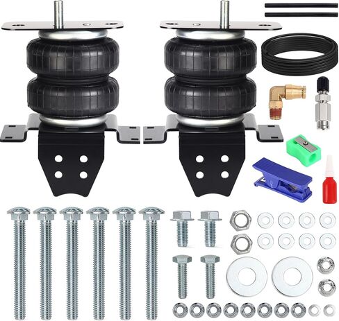 طقم تعليق أكياس الهواء الخلفية Just-V لـ 2007-2021 Toyota Tundra 2WD/4WD، وسائد هوائية شديدة التحمل بسعة 5000 رطل لسحب الشاحنات، بدون حفر، بديلة لـ Firestone 2445 Ride Rite in Kuwait