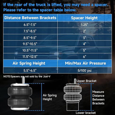 طقم تعليق أكياس الهواء الخلفية Just-V لـ 2007-2021 Toyota Tundra 2WD/4WD، وسائد هوائية شديدة التحمل بسعة 5000 رطل لسحب الشاحنات، بدون حفر، بديلة لـ Firestone 2445 Ride Rite in Kuwait