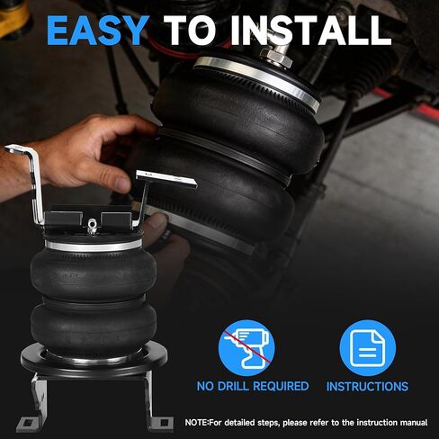 Just-V Rear Air Bags Suspension Kit for 2011-2026 Chevy Silverado GMC Sierra 2500HD 3500HD, 5000 lbs Heavy Duty Air Spring Bags for Truck Towing & Hauling, No-Drill, Replacement for Firestone 2613 in Kuwait