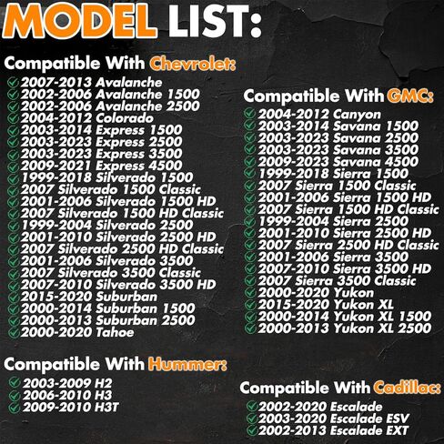 مجموعة Camber Bolt متوافقة مع Chevy GMC Cadillac 1999-2023 Silverado Sierra 1500 2500 3500 Escalade Colorado Avalanche Tahoe Yukon، كاميرات محاذاة الذراع الأمامية، 4 قطع Cam Bolt ± 1.5 درجة in Kuwait
