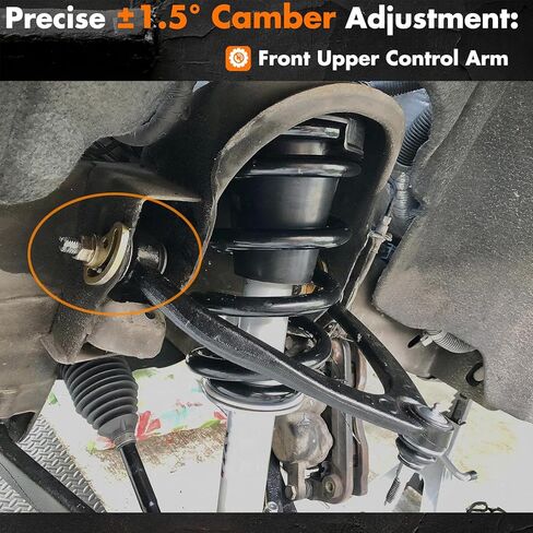 مجموعة Camber Bolt متوافقة مع Chevy GMC Cadillac 1999-2023 Silverado Sierra 1500 2500 3500 Escalade Colorado Avalanche Tahoe Yukon، كاميرات محاذاة الذراع الأمامية، 4 قطع Cam Bolt ± 1.5 درجة in Kuwait