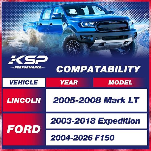 مجموعات رفع المستوى 3 بوصة من KSP لـ F150 2004-2026، 3 بوصات مجموعات رفع التسوية الأمامية المتوافقة مع البعثة 03-18، مارك LT 2005-2008، فاصل دعامة من الألومنيوم يرفع الشاحنة 3 بوصات حزمة من 2 in Kuwait