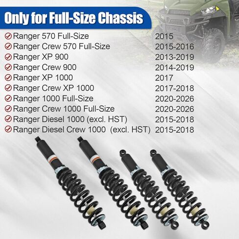 7043755 7043753 4PCS Front Rear Shock Struts Absorbers Kit compatible with Polaris Ranger 570 Full-Size 2015, Crew 570 Full-Size 2015-2016, XP 900 2013-2019, Crew 900 2014-2019, Crew XP 1000 2017-2018 in Kuwait