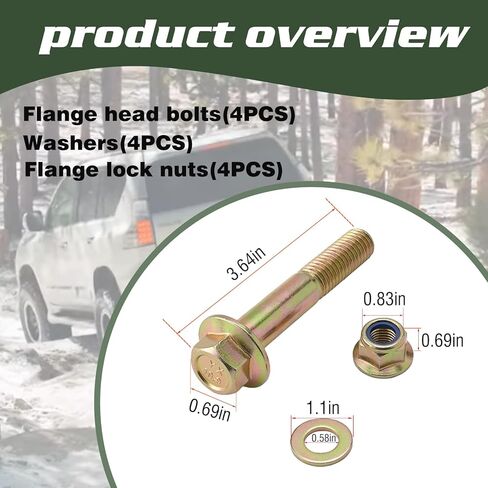 مجموعة مسامير سفلية للصدمات الأمامية من YunGlee متوافقة مع Toyota 4Runner 1996-2021، FJ Cruiser 2007-2014، Lexus GX460 GX470 - أجهزة استبدال التعليق المطلية بالزنك الأصفر من الفئة 10.9 (قطعتان) in Kuwait
