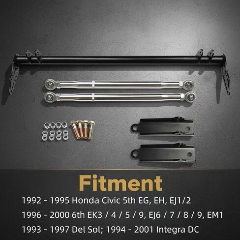 طقم شريط ربط ذراع التحكم في الجر الأمامي مناسب لـ 1992-1995 Honda Civic 5th EG, EH, EJ1/2; 1996-2000 6th EK3 / 4/5 / 9, EJ6 / 7/8 / 9, EM1; 1993-1997 ديل سول؛ 1994-2001 انتيجرا دي سي in Kuwait