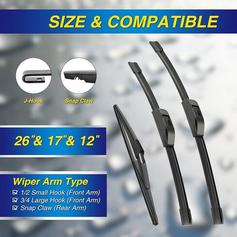 5 PLUS® Silicone Windshield Wipers Replacement for NISSAN Rogue 2014-2023 Pathfinder 2013-2020 Wiper Blades(3 PCS),Automotive Replacement Windshield Wiper Blades-26"/17"/12" in Kuwait