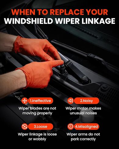 Front Windshield Wiper Motor and Linkage Assembly for Jeep Wrangler 2007-2018 Wrangler JK 2018 3.6L 3.8L, Replace at Once Wiper System 55077859AB, 602-105AS, 5 Pins in Kuwait