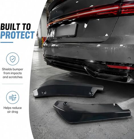 2PCS Car Rear Bumper Diffuser Spoilers,Rear Bumper Canard Splitter Protector,Rear Bumper Lip Body Kit with Bolts,Rear Bumper Guard Diffuser Splitter,Universal Anti-Crash Car Exterior Decorations in Kuwait