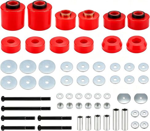 Polyurethane Body Mount Bushing Kit for 1980-1998 F-150/F-250/F-350 (2WD/4WD) - Includes Steel Sleeves & Hardware (Red) 4.4123R in Kuwait