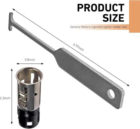 2PCS Cigarette Lighter Removal Tool, Car Cigarette Lighter Socket, Replacement 25776667 J42059 25774623, Cigarette Lighter Socket with Disassembly Tool, Suitable for GM Models (Silver) in Kuwait