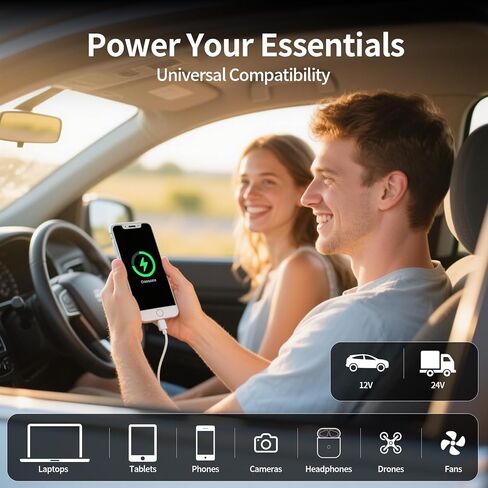 شاحن شاحنة فائق السرعة 24 فولت Apater 12 فولت 170 وات شاحن سيارة USB C مع عرض الجهد محول ولاعة السجائر لهاتف iPhone 16 Samsung Galaxy S25/S23 Ultra أجهزة الكمبيوتر المحمولة in Kuwait