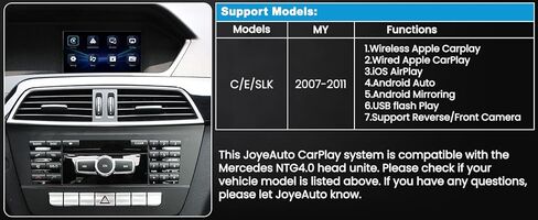 Wireless Carplay Retrofit Kit Decoder for Mercedes Benz NTG4.0 C/E/SLK Class 2007-2011 Year, Support Wireless Android Auto, Mirror Link, Reverse Camera, Original Car Function WZME-3 in Kuwait