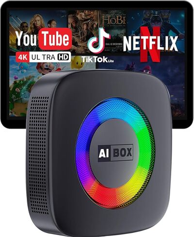 Wireless Carplay Adapter for iPhone Ai Magic Box with YouTube Supports TF/Card Dongle Plug and Play Easy Setup Carplay & Android Auto Video Entertainment for iOS 10+ Radio Accessories in Kuwait