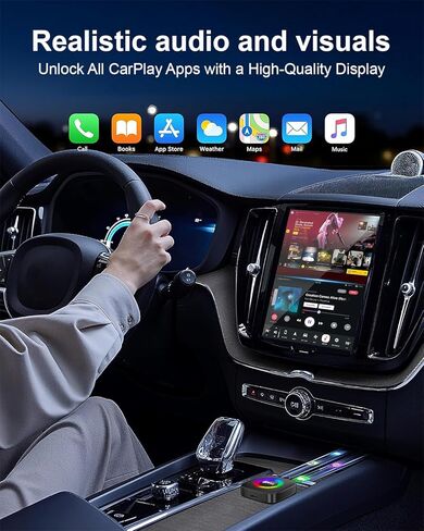 Wireless Carplay Adapter for iPhone Ai Magic Box with YouTube Supports TF/Card Dongle Plug and Play Easy Setup Carplay & Android Auto Video Entertainment for iOS 10+ Radio Accessories in Kuwait