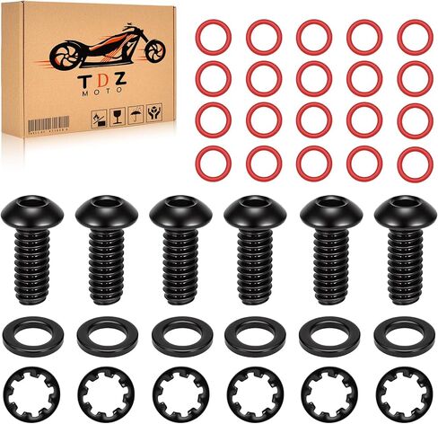 Black Stainless Steel Bolt Screws & 20 Pack - #11105 O-Ring for Harley All Models, 5 or 6 Hole Derby Cover - Big Twin - Sportster - M8 Touring in Kuwait