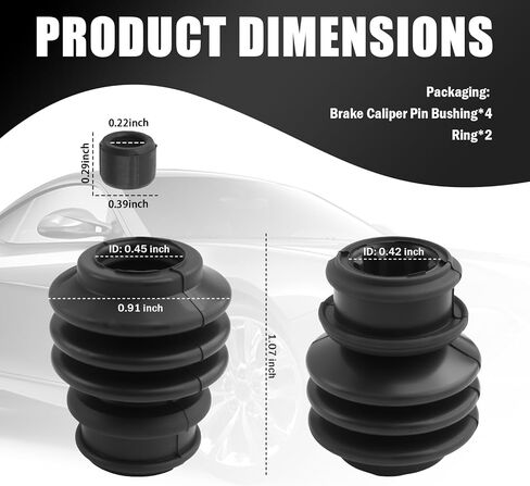 4PCS Car Brake Caliper Pin Bushing Kit,Rubber Car Brake Caliper Slide Pins Bushing Provides Dust Resistance,Soft Brakes Calipers Pin Boot with Rings Compatible with Chevrolet Acura in Kuwait