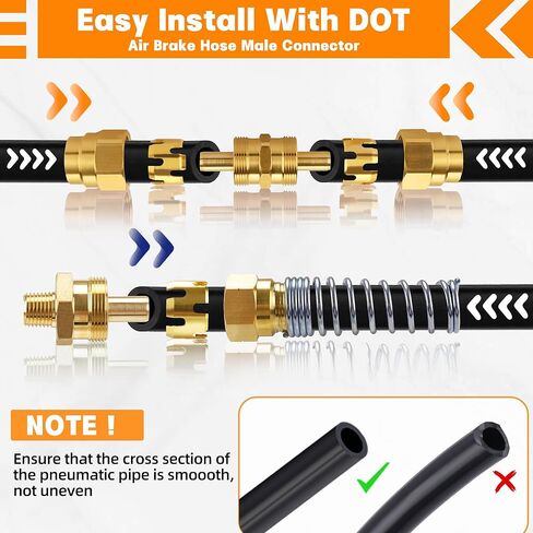 تركيب نهاية فرامل الهواء من النحاس DOT، أنابيب Dazakoot 3/8 بوصة OD Union لخرطوم فرامل الهواء J1402، تركيب خرطوم فرامل الهواء لاستبدال نظام فرامل الهواء شبه الشاحنة - قطعتان من أنبوب الاتحاد و4 قطع من أنبوب الأكمام in Kuwait