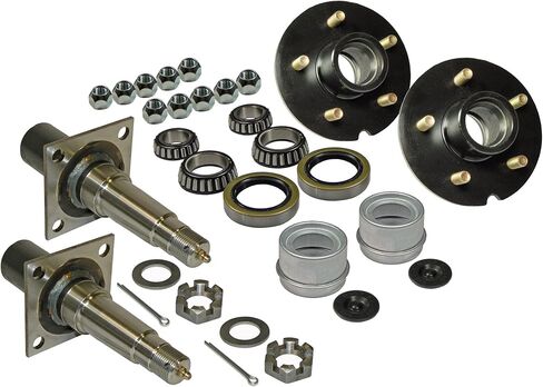 Pair of 5-Bolt on 4-1/2 Inch Hub Assembly (AKRD-3500545F) Includes (2) Flanged, 1-3/8 Inch to 1-1/16 Inch Tapered Spindles & Bearings in Kuwait
