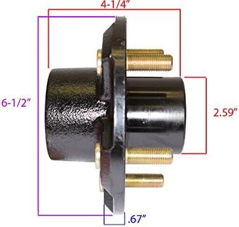 Pair of 5-Bolt on 4-1/2 Inch Hub Assembly (AKRD-3500545F) Includes (2) Flanged, 1-3/8 Inch to 1-1/16 Inch Tapered Spindles & Bearings in Kuwait