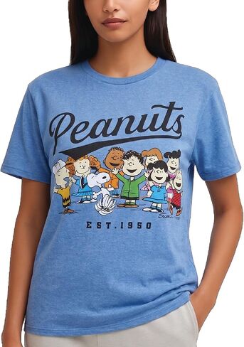 Peanuts Snoopy Womens Graphic T Shirts - Snoopy Charlie Brown Woodstock Crewneck Short Sleeve Shirts for Women (Sizes: S-XL) in Saudi Arabia