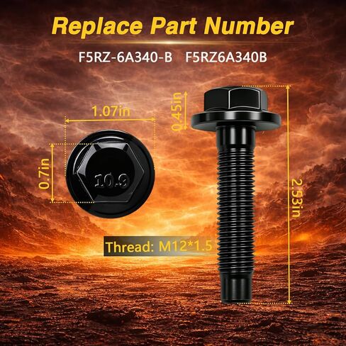 Engine Crankshaft Pulley Bolt Compatible with Ford F-150 Mustang Expedition Explorer Escape Taurus Crown Victoria E-150 E-250 E-350 E-450 Lincoln Mercury Replace# F5RZ-6A340-B F5RZ6A340B in Kuwait
